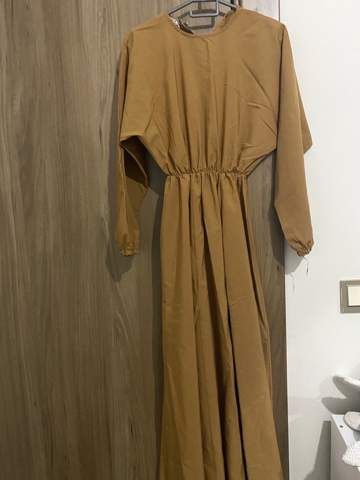 Bej Uzun Kollu Salaş Elbise - Görsel 2