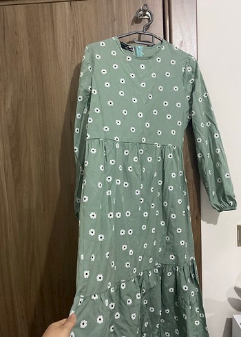Yeşil Puantiyeli Uzun Salaş Elbise - Görsel 2