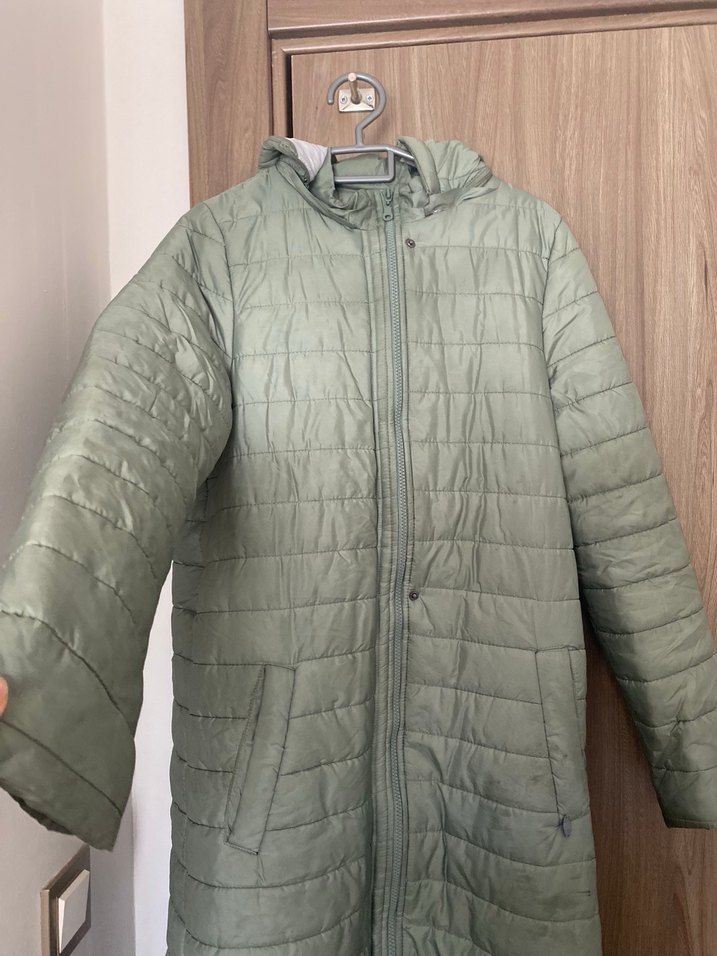 Fermuarlı Yeşil  Kadın Kışlık Mont - Görsel 3