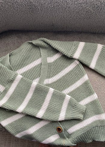 Çizgili Örgü Hırka - Görsel 2