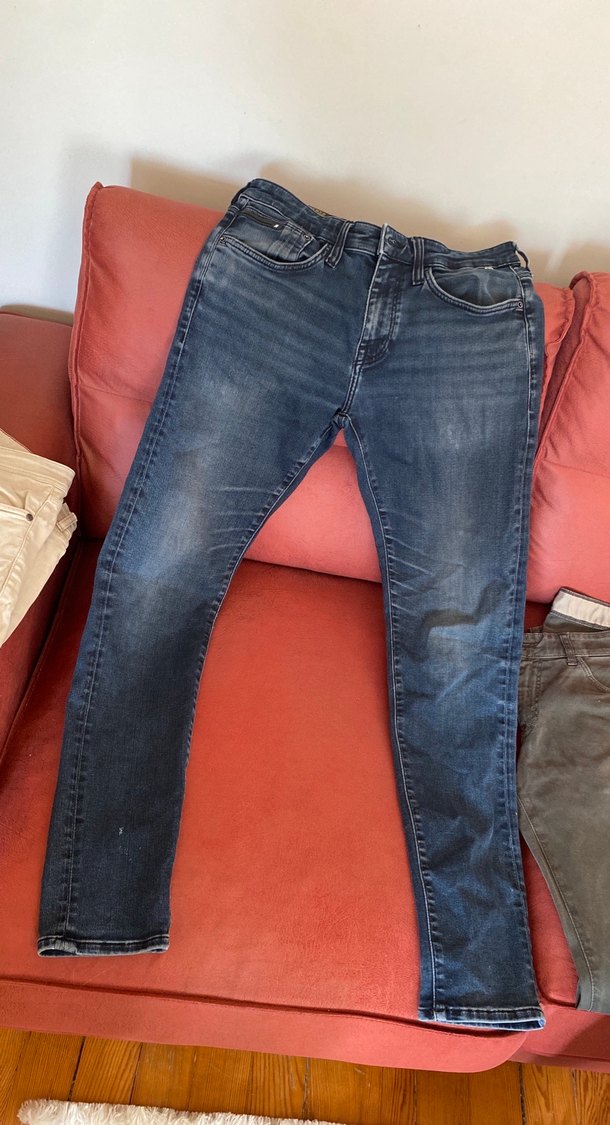 Koyu Mavi Erkek Dar Kesim Kot Pantolon - Görsel 3