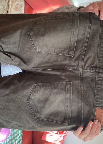 Düğmeli Kahverengi Deri Erkek Pantolon - Görsel 4