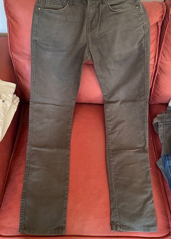 Düğmeli Kahverengi Deri Erkek Pantolon - Görsel 3