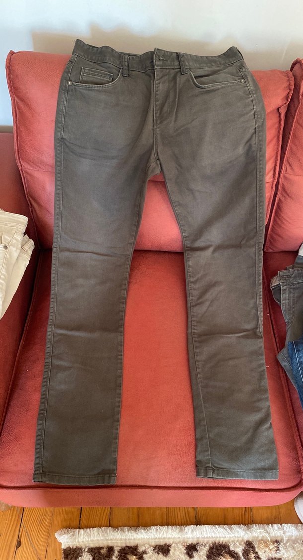 Düğmeli Kahverengi Deri Erkek Pantolon - Görsel 3