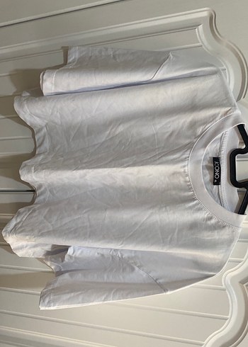 Beyaz Crop Top Kısa Kollu Basic - Görsel 4