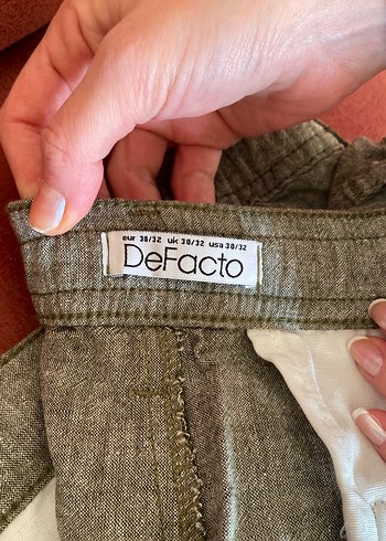 Bej Keten Erkek Pantolon Düğmeli Rahat Kesim - Görsel 3