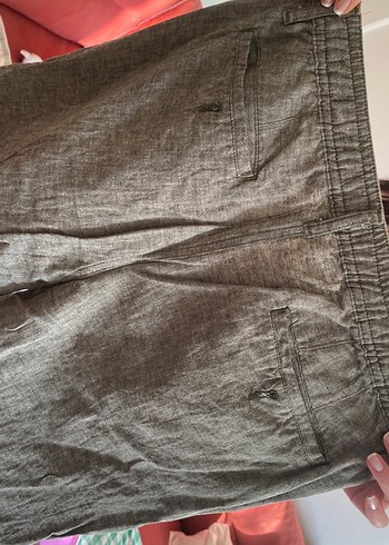 Bej Keten Erkek Pantolon Düğmeli Rahat Kesim - Görsel 7