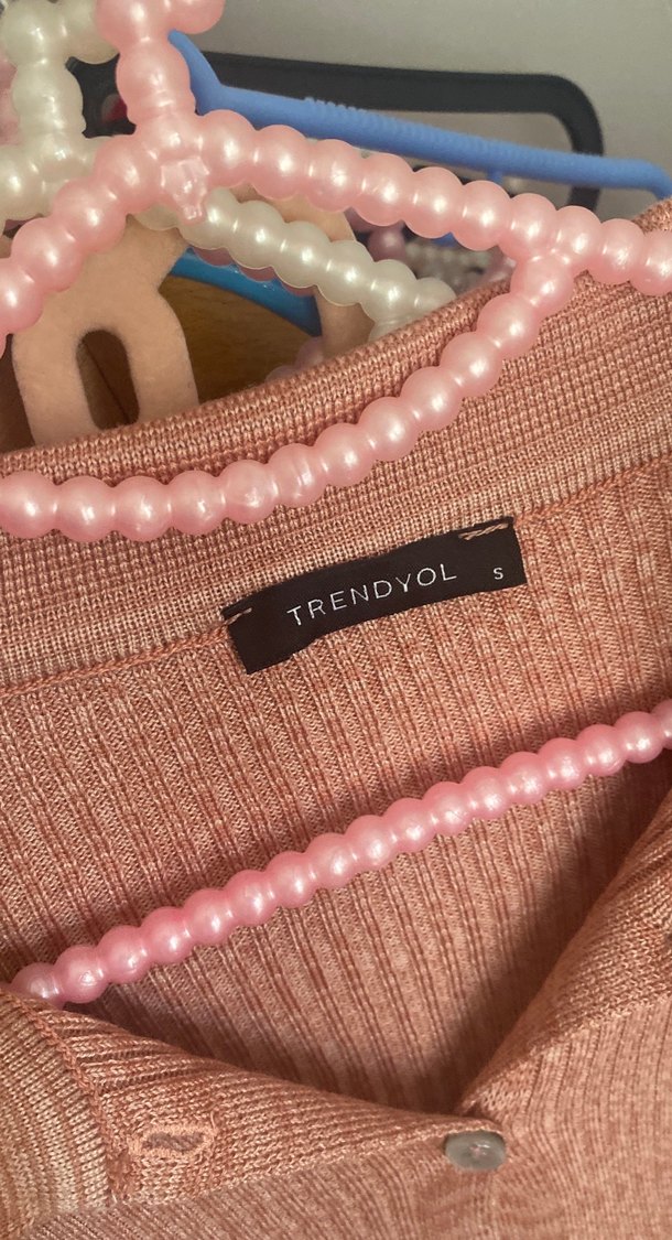 Düğmeli Pembe Triko Kadın Kazak - Görsel 2