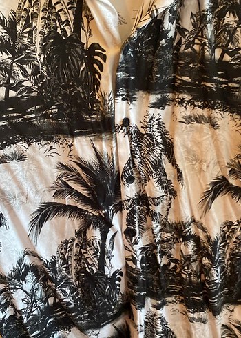 Bohem Gri Desenli Kısa Kollu kadın Gömlek - Görsel 4