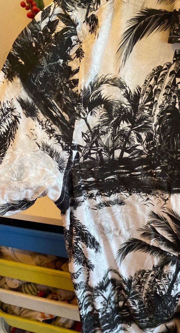 Bohem Gri Desenli Kısa Kollu kadın Gömlek - Görsel 3