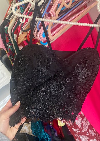 Nakışlı Siyah Gotik Bralet - Görsel 2