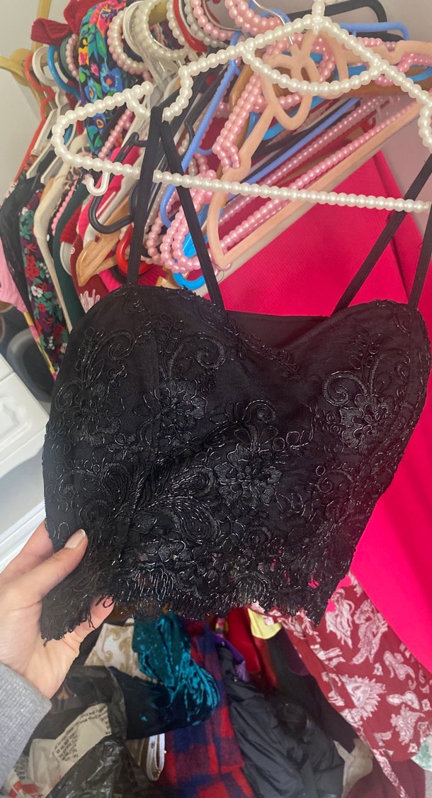 Nakışlı Siyah Gotik Bralet - Görsel 2