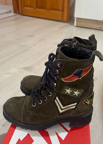 Kahverengi Kamuflaj Desenli Süet Kadın Bot - Görsel 2