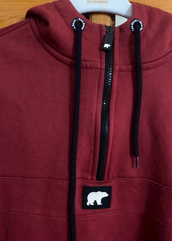 Bordo Kadın Fermuarlı Yarım Boğazlı Sweatshirt - Görsel 2
