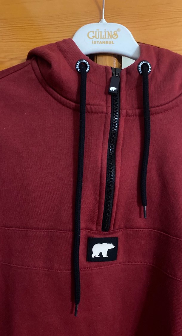 Bordo Kadın Fermuarlı Yarım Boğazlı Sweatshirt - Görsel 2