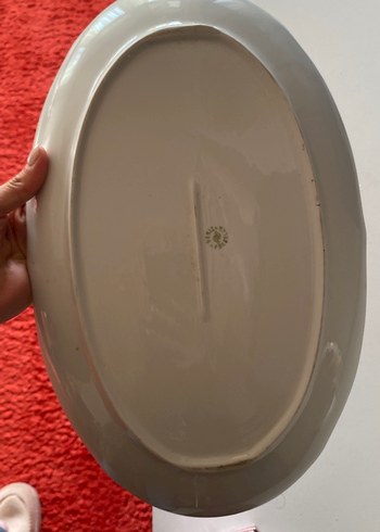 Desenli Beyaz Porselen Servis Tabağı - Görsel 5