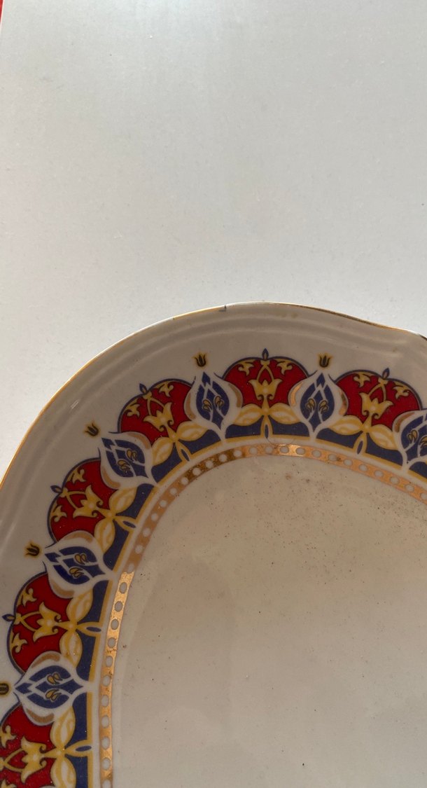 Desenli Beyaz Porselen Servis Tabağı - Görsel 3