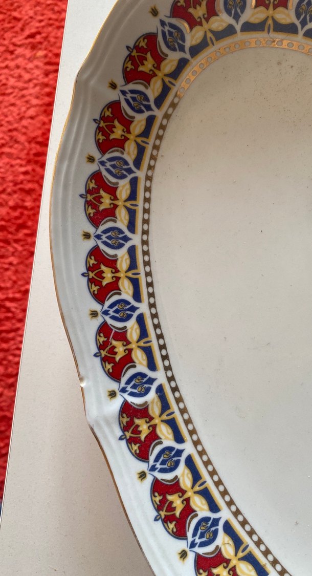 Desenli Beyaz Porselen Servis Tabağı - Görsel 2