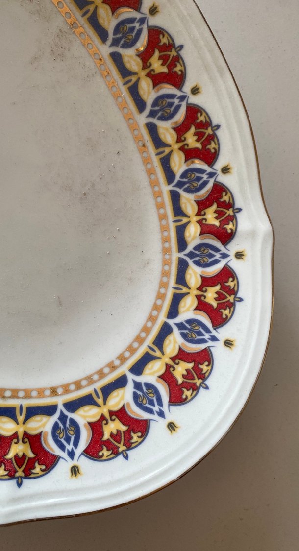 Desenli Beyaz Porselen Servis Tabağı - Görsel 4