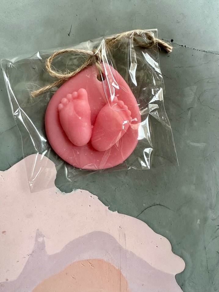 Pembe Bebek Ayak İzi Bebek Doğum ve Mevlit için Sabun - Görsel 2