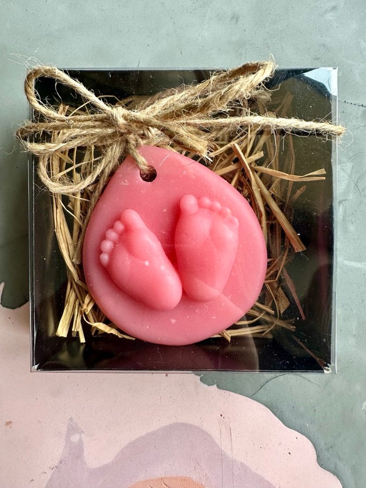Pembe Bebek Ayak İzi Bebek Doğum ve Mevlit için Sabun - Görsel 3