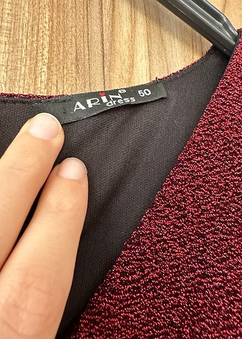 50 Beden bordo Renk Bordo Drapeli V Yakalı Kadın Elbise