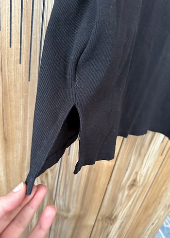diğer Beden siyah Renk Siyah Keten Midi Oversize Elbise
