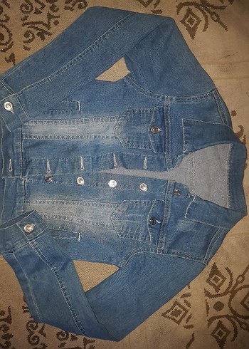 9 Yaş Beden Mavi Kız çocuk kot Ceket Düğmeli Fitted