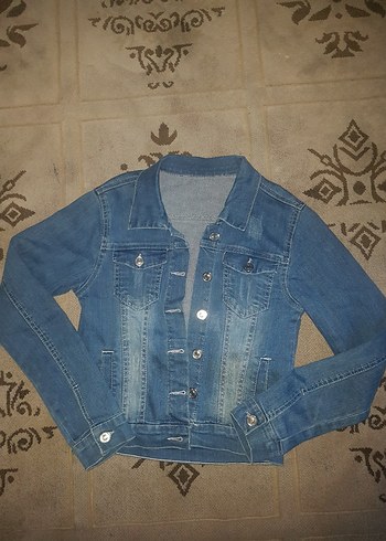 9 Yaş Beden mavi Renk Mavi Kız çocuk kot Ceket Düğmeli Fitted