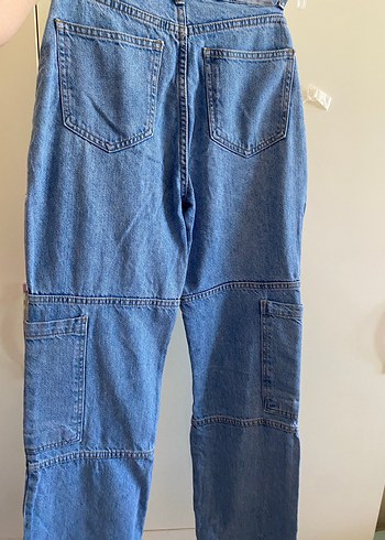 34 Beden Gevşek Kesim Mavi Denim Kadın Pantolon