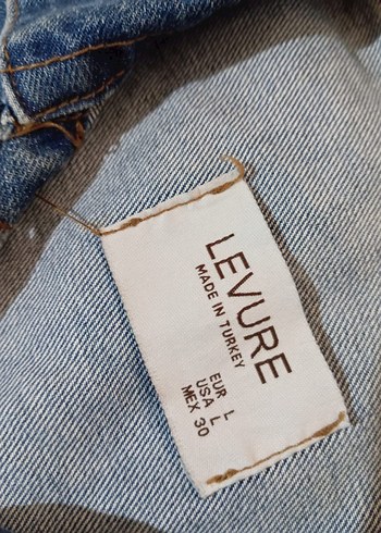 l Beden Düğmeli Mavi Kadın Denim Ceket