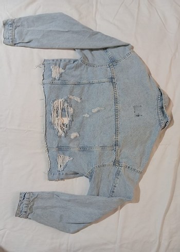 s Beden Düğmeli Buz Mavi Kadın Denim Ceket