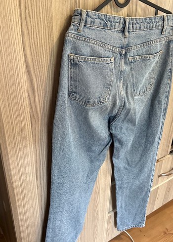 34 Beden mavi Renk Düğmeli Mavi Baggy Kadın Kot Pantolon