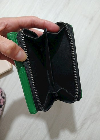 Deri Yeşil Yılan Desenli Fermuarlı Cüzdan - Görsel 3