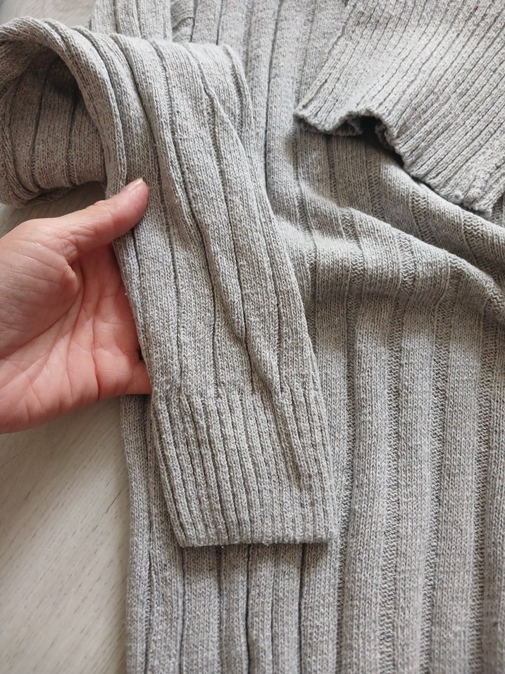 Gri Fitilli Triko Balıkçı Yaka Kadın Kazak - Görsel 2