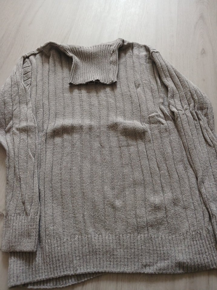Gri Fitilli Triko Balıkçı Yaka Kadın Kazak - Görsel 3