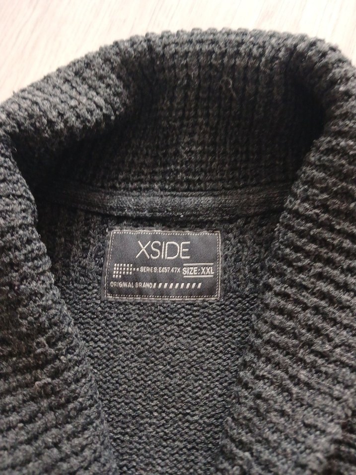 Düğmeli Gri Yün Erkek Kazak - Görsel 3