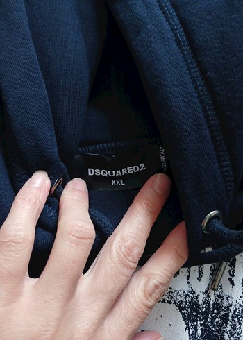 Mavi Kapüşonlu DSQUARED2 Baskılı Sweatshirt - Görsel 3