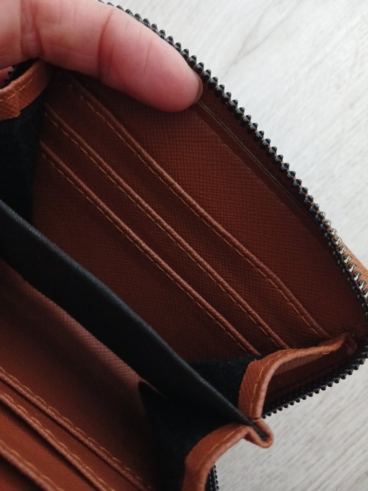 Kahverengi Deri Fermuarlı Kadın Cüzdanı - Görsel 5