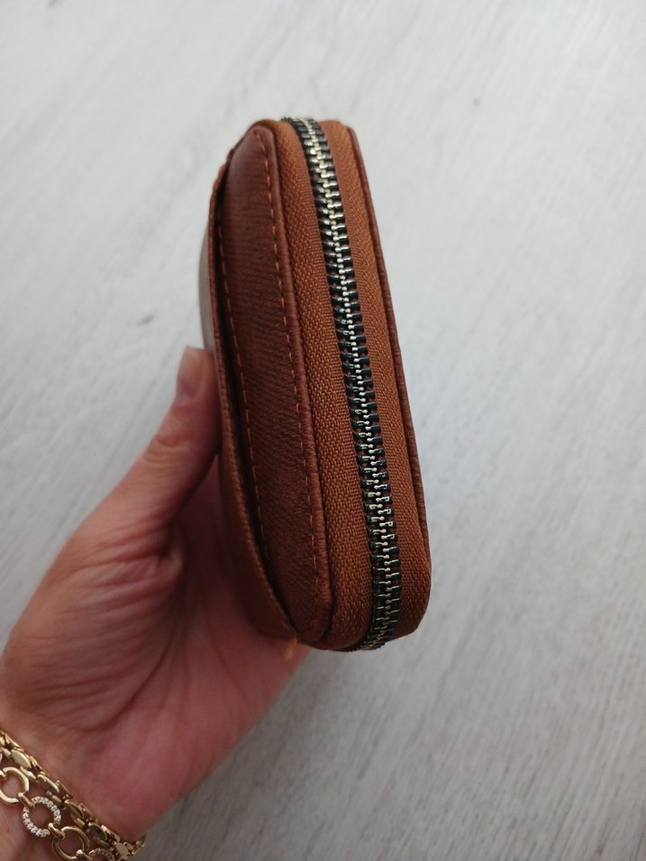 Kahverengi Deri Fermuarlı Kadın Cüzdanı - Görsel 2
