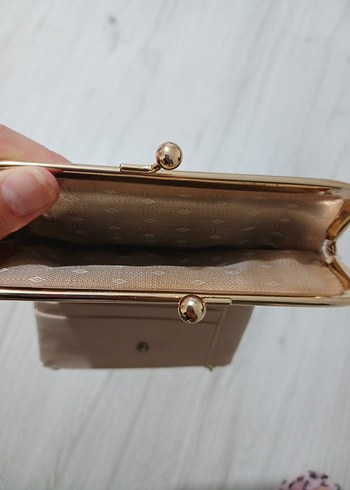 Bej Deri Kadın Portföy Cüzdan - Görsel 4