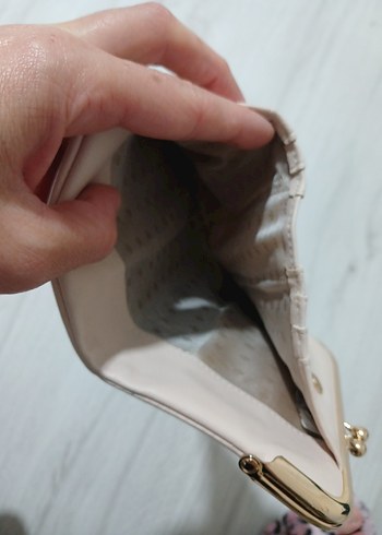 Bej Deri Kadın Portföy Cüzdan - Görsel 5