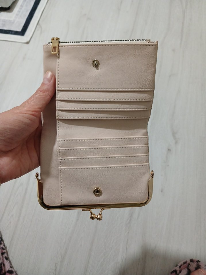 Bej Deri Kadın Portföy Cüzdan - Görsel 3