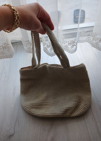 Bej Örgü Kadın Çanta - Görsel 8