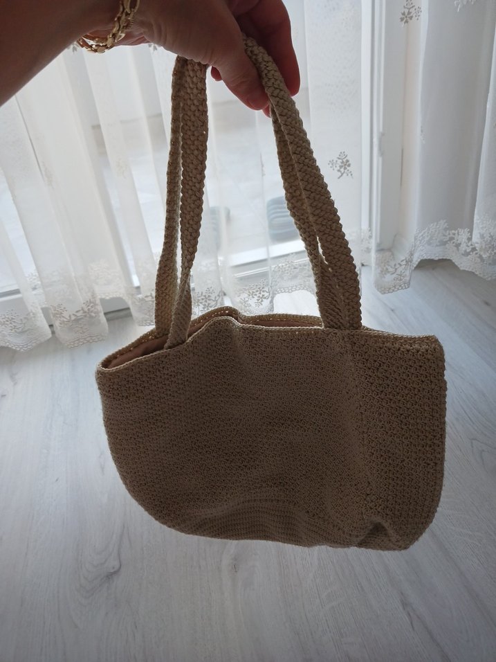 Bej Örgü Kadın Çanta - Görsel 4