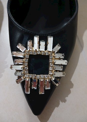 Siyah Stiletto Tokalı Kadın Topuklu Ayakkabı - Görsel 6