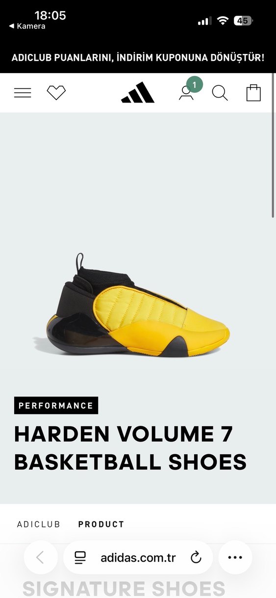 Sarı Velcro Detaylı Basketbol Ayakkabısı Adidas orijinal - Görsel 5