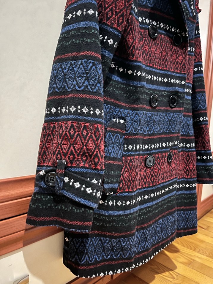 Etnik Desenli Astarlı Kapüşonlu Kaşe - Görsel 5