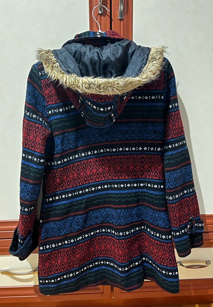 Etnik Desenli Astarlı Kapüşonlu Kaşe - Görsel 4