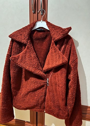 Kahverengi Kürk Detaylı Peluş Ceket - Görsel 5